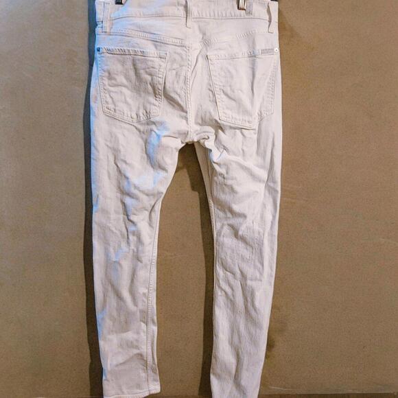 7 For All Mankind Jeans Mens Size 31x30 Paxtyn White Distressed Slim Fit Denim - Picture 3 of 9
